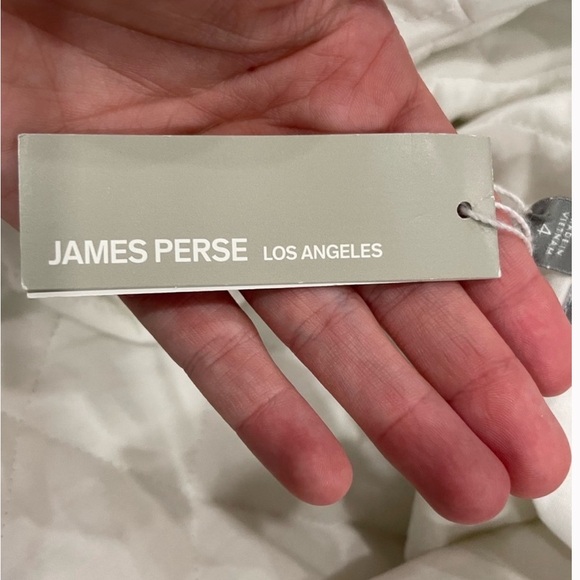 James Perse 100% Cotton Quilted Jacket Cream/ Off White Jacket W/ Tan Stripe NWT - Picture 8 of 8